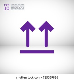 Package sign minimal icon. Up arrows line vector icon for websites and mobile minimalistic flat design.