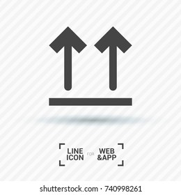 Package sign minimal icon. Up arrows line vector icon for websites and mobile minimalistic flat design.