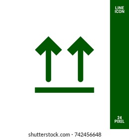 Package sign minimal icon. Up arrows line vector icon for websites and mobile minimalistic flat design.