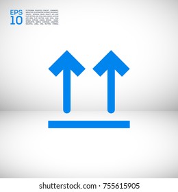 Package sign minimal icon. Up arrows line vector icon for websites and mobile minimalistic flat design.