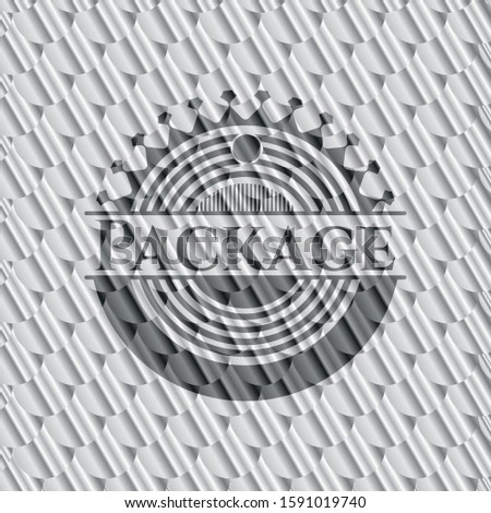 Package silver color emblem. Scales pattern. Vector Illustration. Detailed.