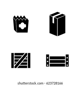 Package. Simple Related Vector Icons Set for Video, Mobile Apps, Web Sites, Print Projects and Your Design. Black Flat Illustration on White Background.