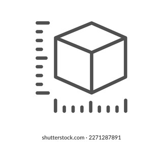 Package size line icon. box dimension sign. Parcel measurement symbol. Quality design element. Linear style package size icon. Editable stroke. Vector