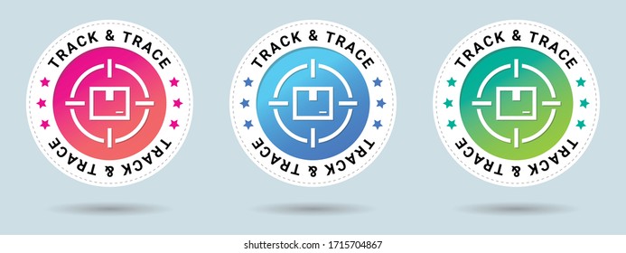 Тracking package stamp vector illustration. Vector certificate icon. Set of 3 beautiful color gradients. Vector combination for certificate in flat style.