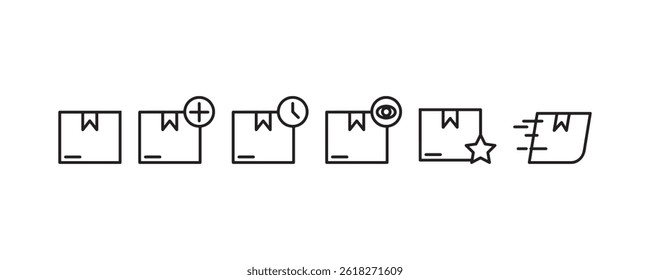 Iconos de seguimiento del Estado del paquete en el Vector del estilo del esquema