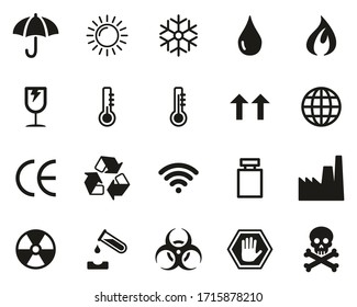 Package Symbols & Cargo Symbols Icons Black & White Set Big - Shutterstock ID 1715878210