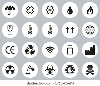 Package Symbols & Cargo Symbols Icons Black & White Flat Design Circle Set Big