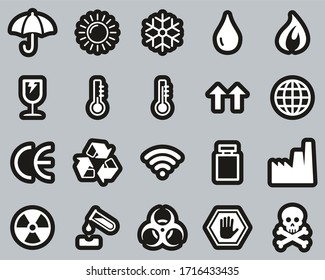 Package Symbols & Cargo Symbols Icons White On Black Sticker Set Big