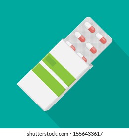 Package with tablets medicines mock up isolated on white background. Vector illustration. Eps 10.