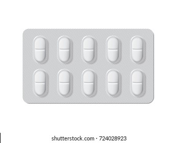 package with tablets medicines mock up vector template