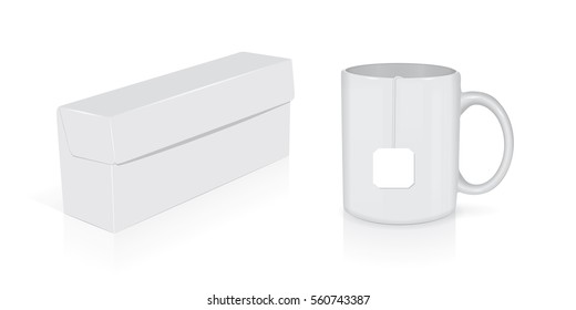 package with tea is easy to change colors  mock up vector template
