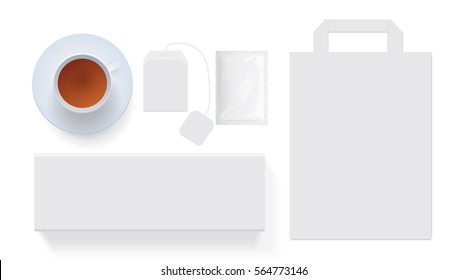 package with tea is easy to change colors  mock up vector template