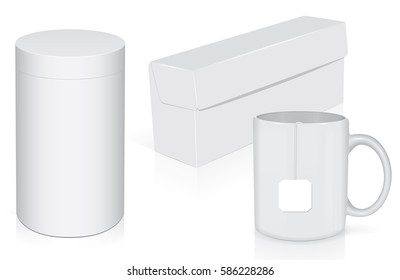 package with tea is easy to change colors  mock up vector template