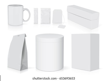 package with tea is easy to change colors  mock up vector template