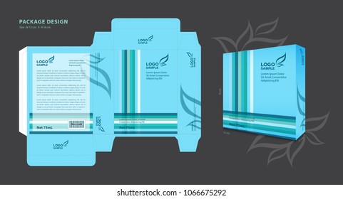 Package template design for Supplements, Cosmetics, Creams, Lotion, Spa, Beauty, Makeup, Candy, Perfume, Creative packaging idea, boxes design, 3d box, printing media, advertisement, product, vector