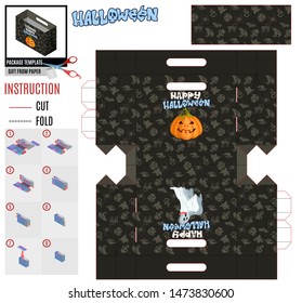 package template for halloween evil pumpkin and vile ghost