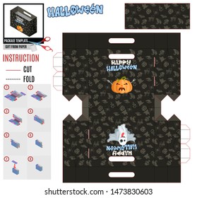 package template for halloween pumpkin with fork and lace ghost