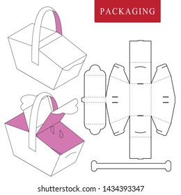 Package template picnic concept.Vector Illustration of handle box.