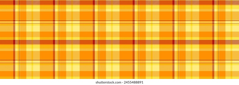 Package textile background plaid, satin texture fabric seamless. Repeating tartan vector pattern check in dark orange and yellow color.