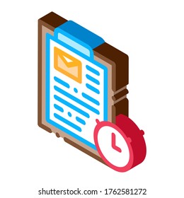 Package Time Agreement Postal Transportation Company Icon Vector isometric sign. color isolated symbol illustration