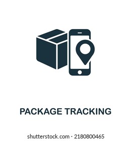 Package Tracking icon. Monochrome simple line Online Store icon for templates, web design and infographics