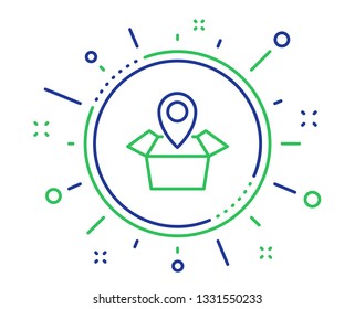 Package tracking line icon. Delivery monitoring sign. Shipping box location symbol. Quality design elements. Technology package location button. Editable stroke. Vector