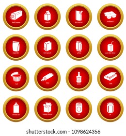 Package types icons set. Simple illustration of 16 package types vector icons for web