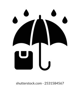 Paket unter Regenschirm, trocken Paket Paket Konzept Symbol halten