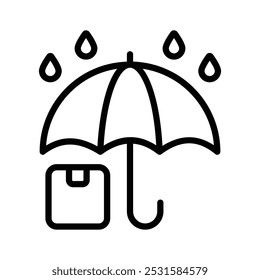 Pacote sob guarda-chuva, manter seco pacote ícone conceito