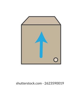Pacote com seta para cima. Ilustração vetorial