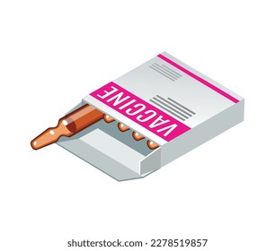 Package of vaccine injection ampoules isometric icon vector illustration