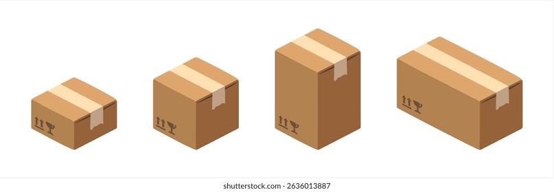 Package vector icon set. Carton box emoji illustration. Carton box vector isolated emoticon, vector 10 eps.