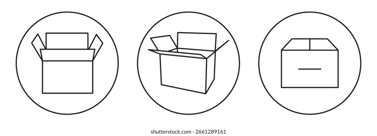 Conjunto de ícones de vetor de pacote. Caixa de papelão ícone conjunto . ícone caixa do produto . caixa vazia ícone conjunto . eps 10