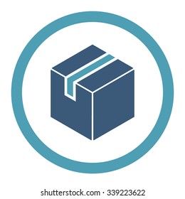Package vector icon. Style is bicolor flat rounded symbol, cyan and blue colors, rounded angles, white background.