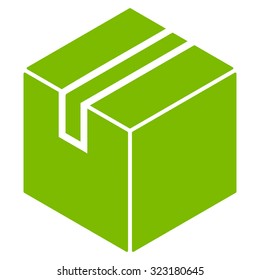 Package vector icon. Style is flat symbol, eco green color, rounded angles, white background.