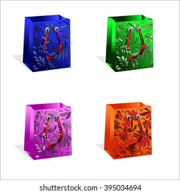 Package. Vector illustration of gift bags at a discount. Big sale. Best price.