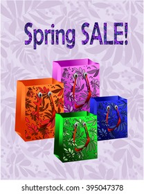 Package. Vector illustration of gift bags at a discount. Big sale. Best price.
