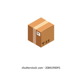 Package vector isolated icon. Carton box emoji illustration. Carton box vector isolated emoticon