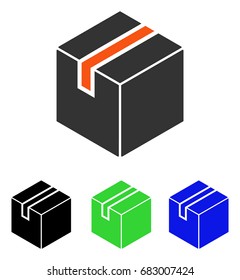 Package vector pictogram. Illustration style is a flat iconic colored symbol with different color versions.