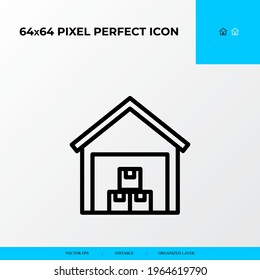 Package in Warehouse 64x64 Pixel perfect icon.Logistics and shipping vector line icon style.