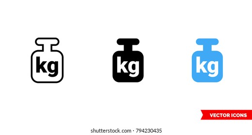 Package weight icon of 3 types: color, black and white, outline. Isolated vector sign symbol.