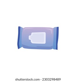 Package of wet wipes, top view - flat vector illustration isolated on white background. Antibacterial wet tissues or napkins. Concepts of hygiene and cleaning.