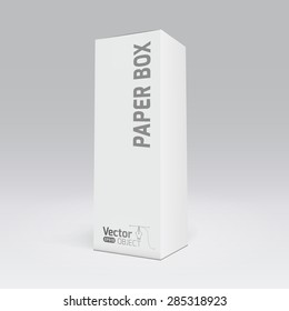 Package White Box Long Design, 3D Vector Illustration