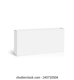 Package white box with shadow and reflection on a white background. vector