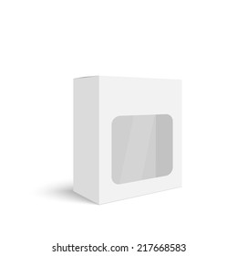 Package white box with transparent wall on a white background. vector