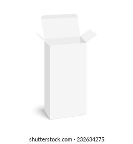Package white open box on a white background. vector. Realistic 3d blank 