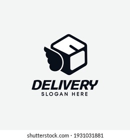 package and wing logo design for business shipping,delivery logo,simple,icon symbol,vector,template