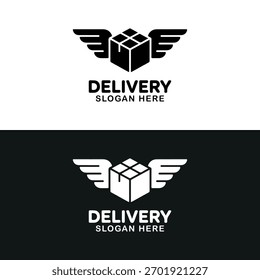 Paquete y diseño de logotipo de ala para el envío de negocios logotipo de entrega símbolo de icono simple Vector Plantilla