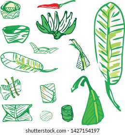 package wrap from banana leaf reduce plastic garbage and environmental friendly