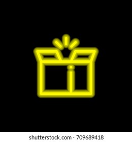 Package yellow glowing neon ui ux icon. Glowing sign logo vector